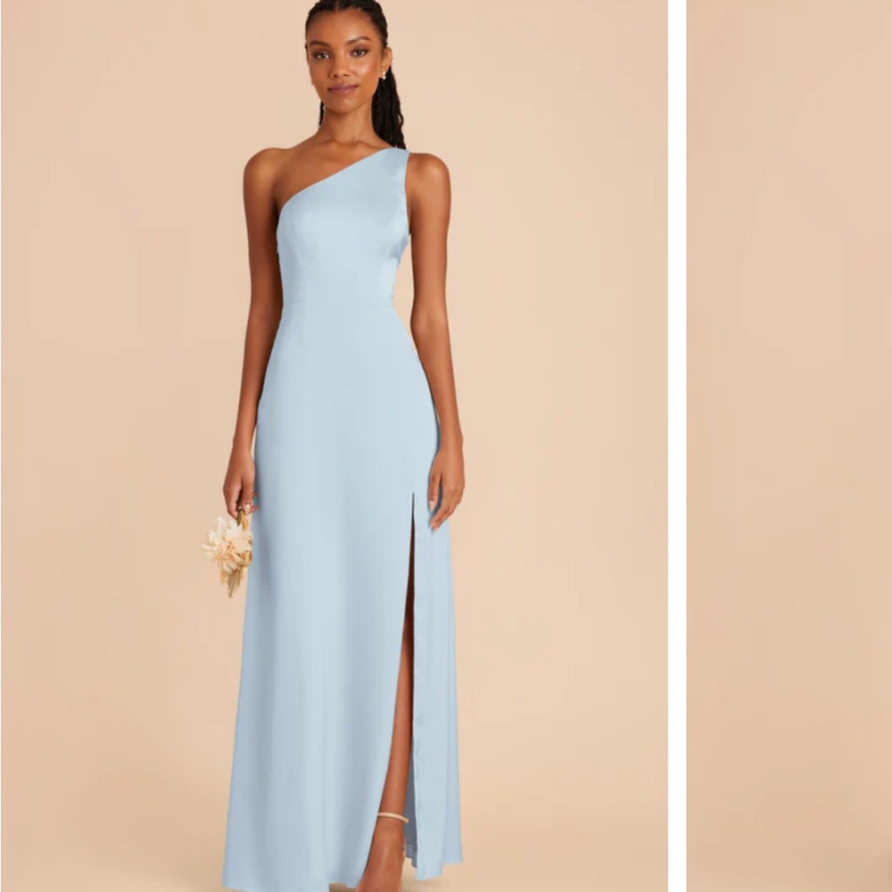 Birdy Grey Blue One Shoulder Slit Dress for Weddings